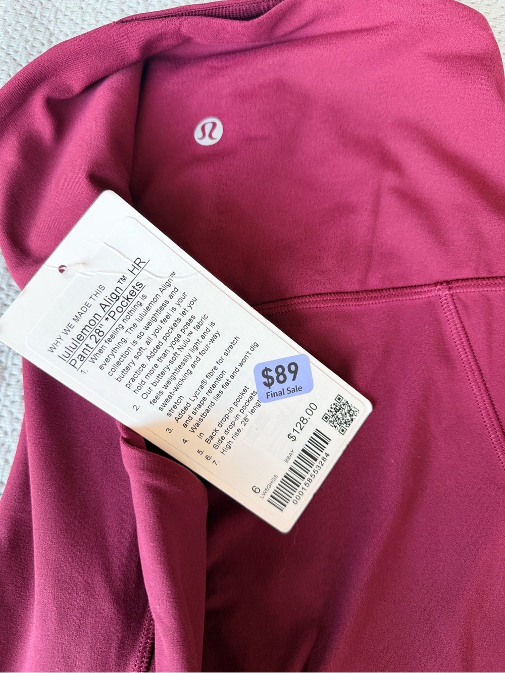 lululemon athletica Kids High-Rise Leggings - Wine - Picture 5 of 6
